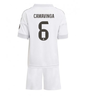 Real Madrid Eduardo Camavinga #6 Replica Home Stadium Kit for Kids 2025-26 Short Sleeve (+ pants)